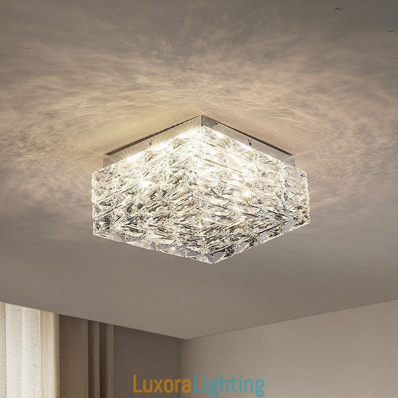 Designer Touch Decorative Crystal Ceiling Light Flush Mount Three Color Dimmable
