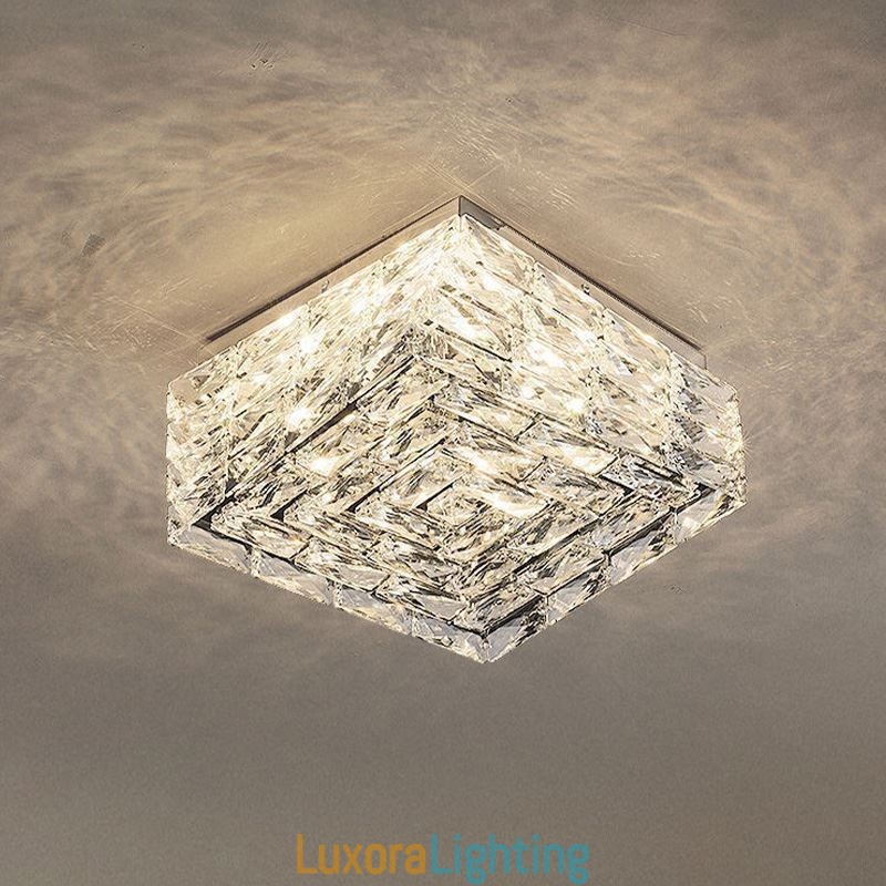 Designer Touch Decorative Crystal Ceiling Light Flush Mount Three Color Dimmable