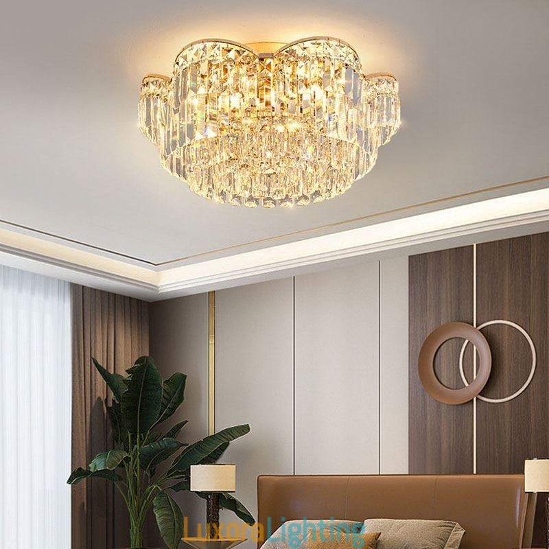 Designer Touch Decorative Crystal Flush Mount Luxury Round Crystal Decoration Ceiling Light