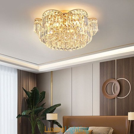 Designer Touch Decorative Crystal Flush Mount Luxury Round Crystal Decoration Ceiling Light