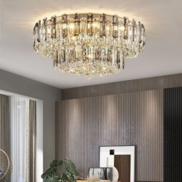 Designer Touch Decorative Crystal Flush Mount Smoke Gray Round Crystal Decoration Ceiling Light