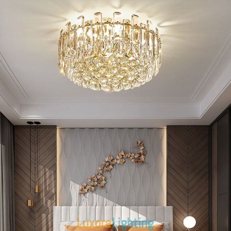 Designer Touch Decorative Luxury Crystal Flush Mount Round Crystal Decoration Ceiling Light