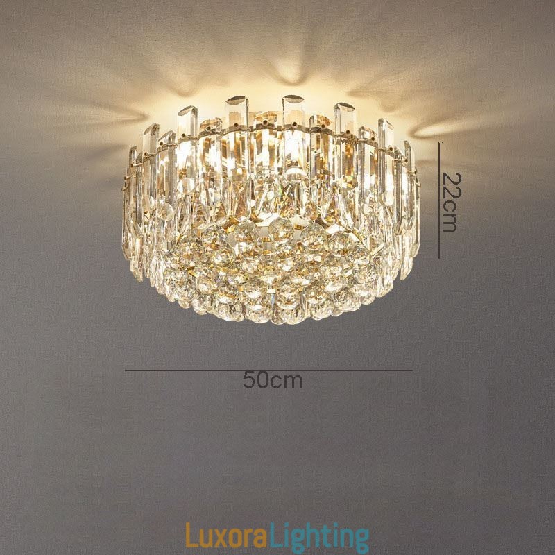 Designer Touch Decorative Luxury Crystal Flush Mount Round Crystal Decoration Ceiling Light