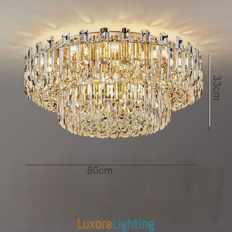 Designer Touch Decorative Luxury Crystal Flush Mount Round Crystal Decoration Ceiling Light