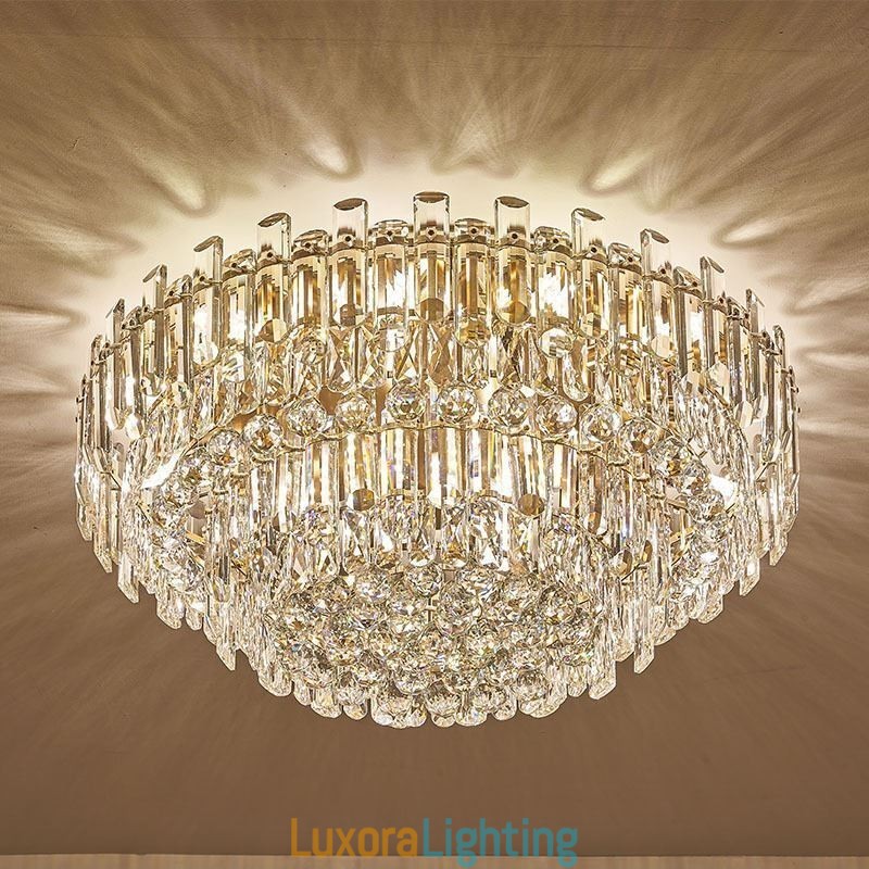 Designer Touch Decorative Luxury Crystal Flush Mount Round Crystal Decoration Ceiling Light