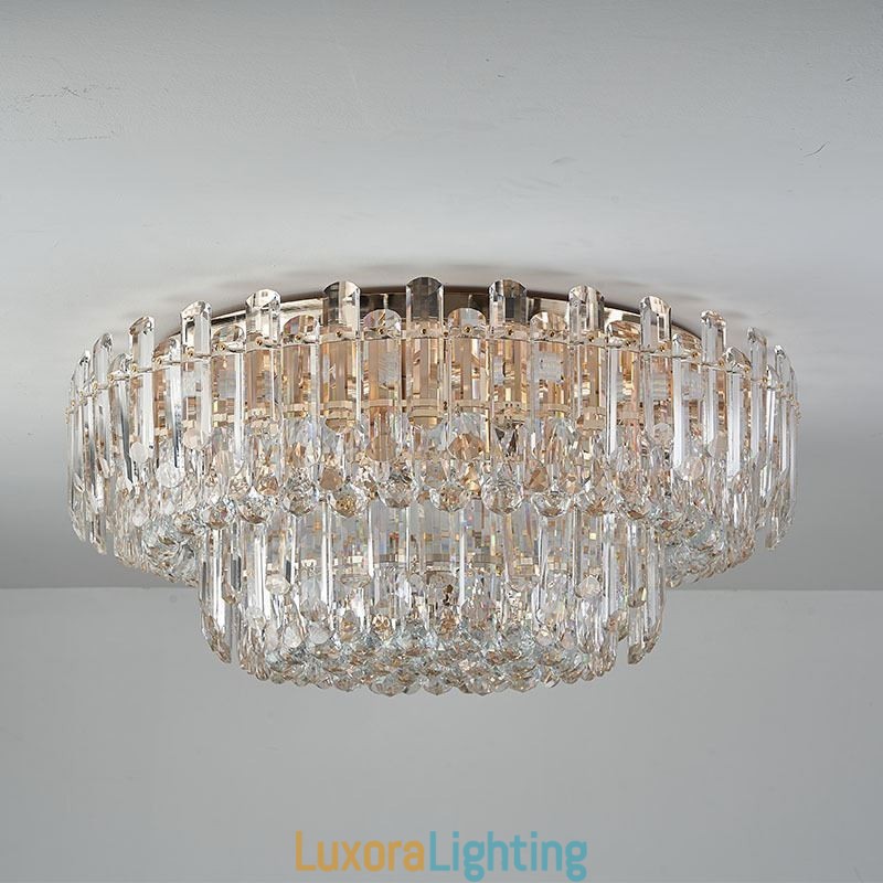 Designer Touch Decorative Luxury Crystal Flush Mount Round Crystal Decoration Ceiling Light
