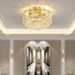 Designer Touch Decorative Crystal Flush Mount Round Crystal Decoration Ceiling Lighting Fixtures