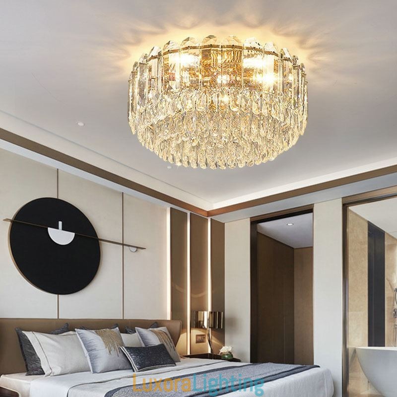 Designer Touch Decorative Crystal Flush Mount Round Crystal Decoration Ceiling Lighting Fixtures