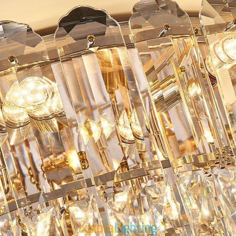Designer Touch Decorative Crystal Flush Mount Round Crystal Decoration Ceiling Lighting Fixtures