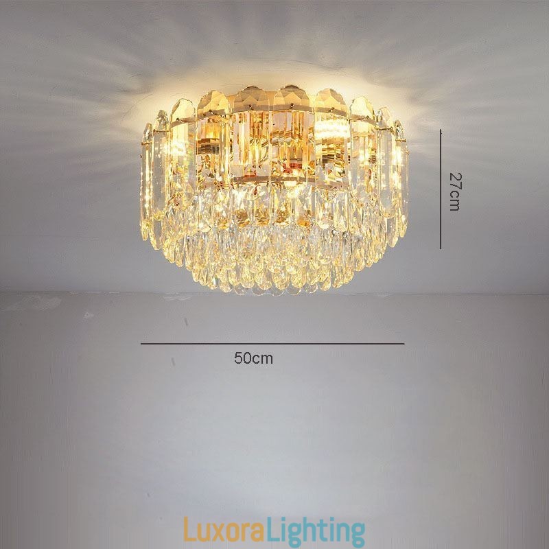 Designer Touch Decorative Crystal Flush Mount Round Crystal Decoration Ceiling Lighting Fixtures