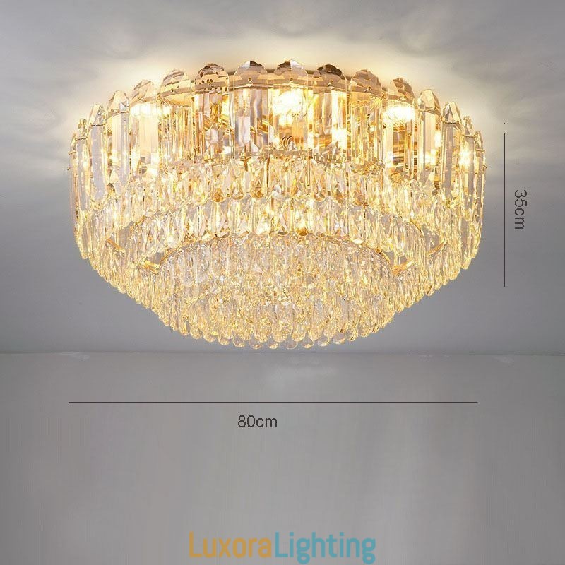Designer Touch Decorative Crystal Flush Mount Round Crystal Decoration Ceiling Lighting Fixtures