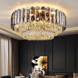 Designer Touch Decorative Crystal Flush Mount Smoky Gray Round Crystal Decoration Ceiling Light