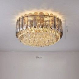 Designer Touch Decorative Crystal Flush Mount Smoky Gray Round Crystal Decoration Ceiling Light