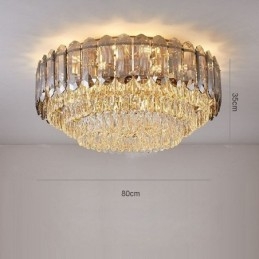Designer Touch Decorative Crystal Flush Mount Smoky Gray Round Crystal Decoration Ceiling Light