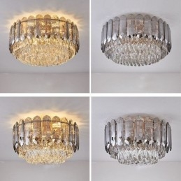 Designer Touch Decorative Crystal Flush Mount Smoky Gray Round Crystal Decoration Ceiling Light
