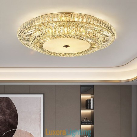 Designer Touch Decorative Crystal Flush Mount Round Crystal Decoration Ceiling Light