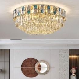Designer Touch Decorative Crystal Flush Mount Round Crystal Decoration Ceiling Light Crystal Shell Lampshade