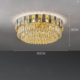 Designer Touch Decorative Crystal Flush Mount Round Crystal Decoration Ceiling Light Crystal Shell Lampshade