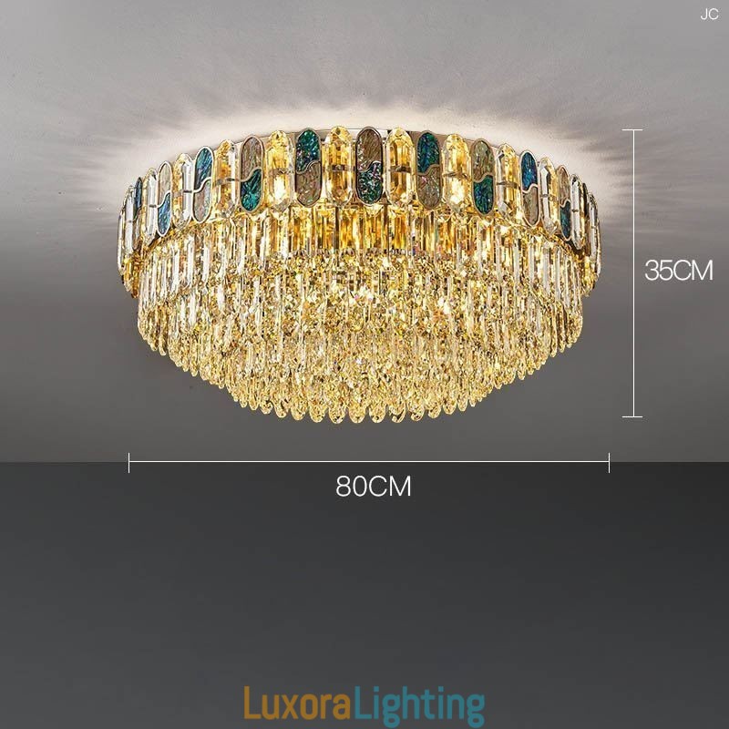 Designer Touch Decorative Crystal Flush Mount Round Crystal Decoration Ceiling Light Crystal Shell Lampshade