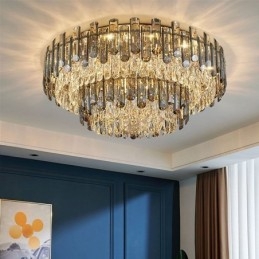 Designer Touch Decorative Crystal Flush Mount Simple Modern Round Ceiling Light Dining Light