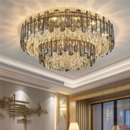 Designer Touch Decorative Crystal Flush Mount Simple Modern Round Ceiling Light Dining Light