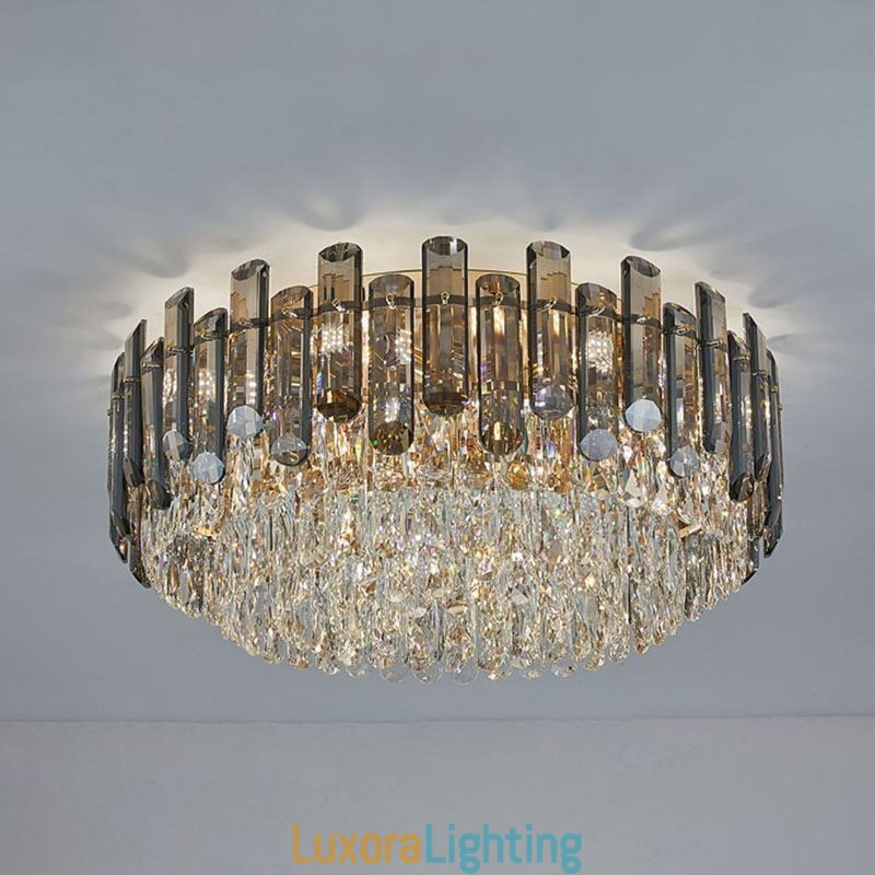 Designer Touch Decorative Crystal Ceiling Light Simple Modern Round Flush Mount Light