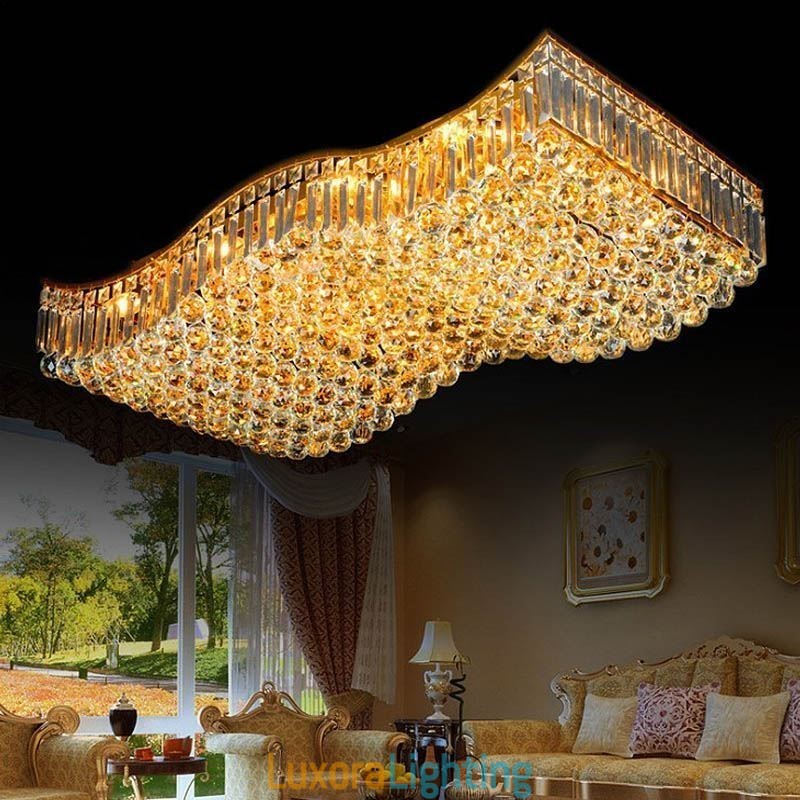 Designer Touch Decorative European Crystal Flush Mount Rectangle Chandelier
