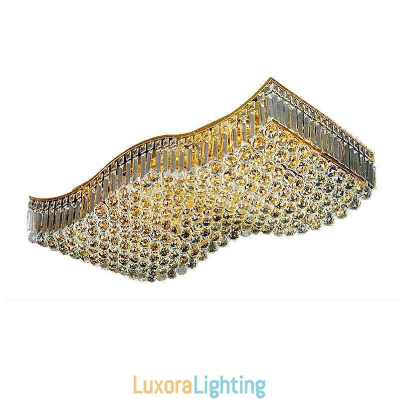 Designer Touch Decorative European Crystal Flush Mount Rectangle Chandelier