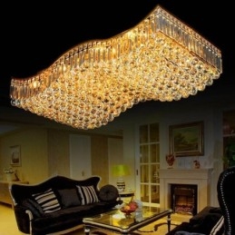 Designer Touch Decorative European Crystal Flush Mount Rectangle Chandelier
