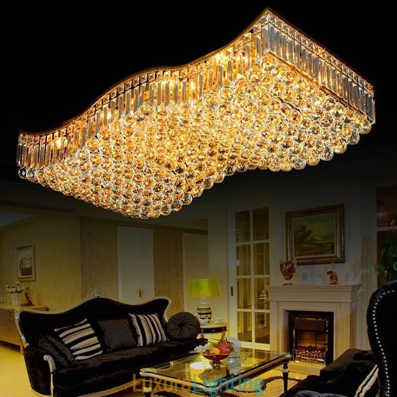 Designer Touch Decorative European Crystal Flush Mount Rectangle Chandelier