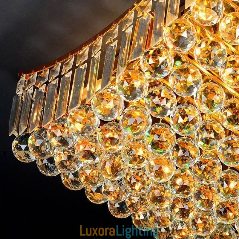 Designer Touch Decorative European Crystal Flush Mount Rectangle Chandelier