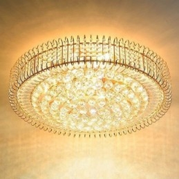 Designer Touch Decorative European Style Flush Mount Round Crystal Ceiling Light