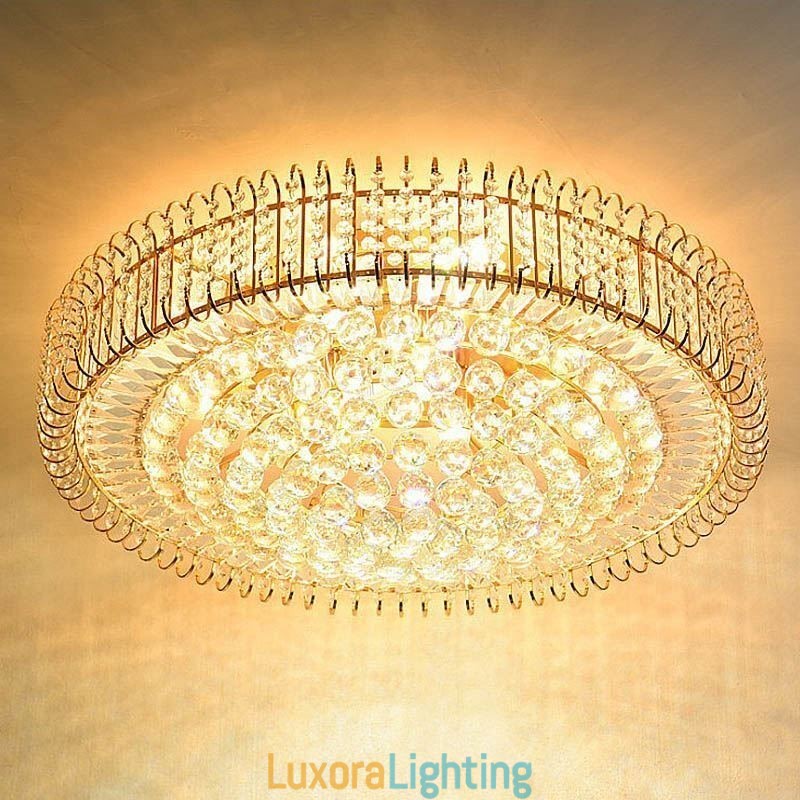 Designer Touch Decorative European Style Flush Mount Round Crystal Ceiling Light