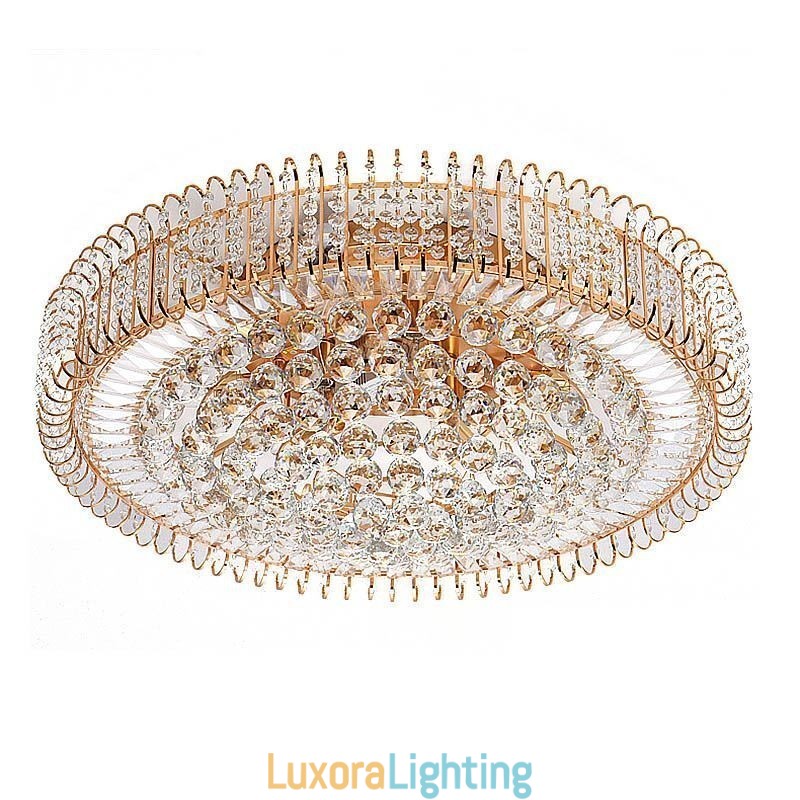 Designer Touch Decorative European Style Flush Mount Round Crystal Ceiling Light