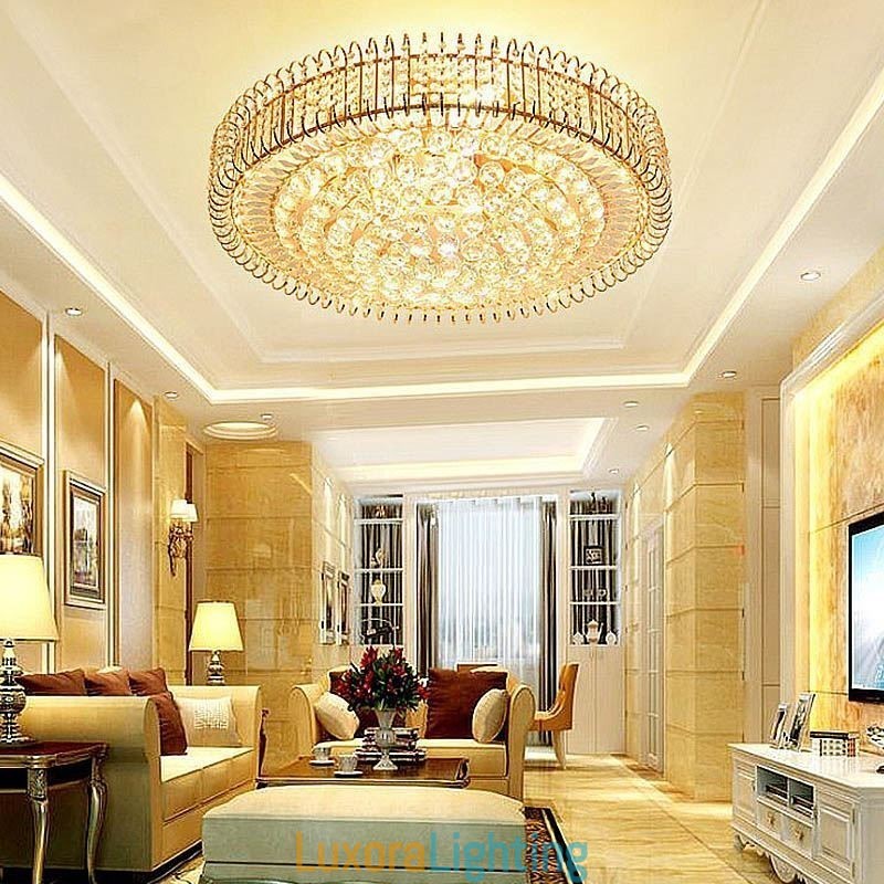 Designer Touch Decorative European Style Flush Mount Round Crystal Ceiling Light