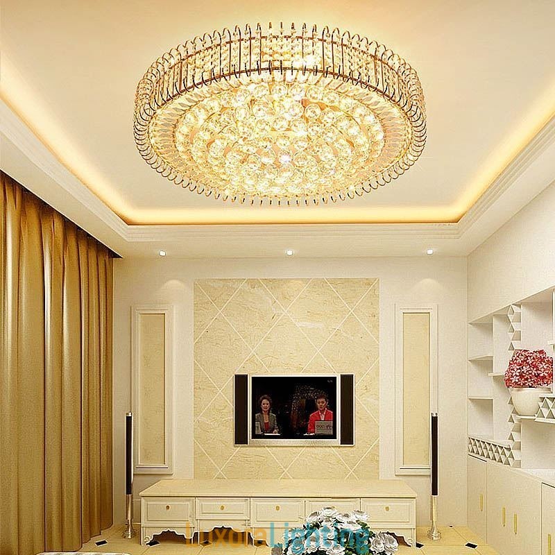 Designer Touch Decorative European Style Flush Mount Round Crystal Ceiling Light