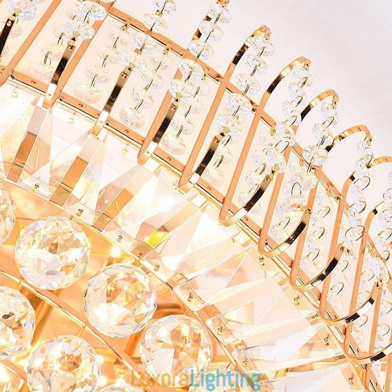 Designer Touch Decorative European Style Flush Mount Round Crystal Ceiling Light