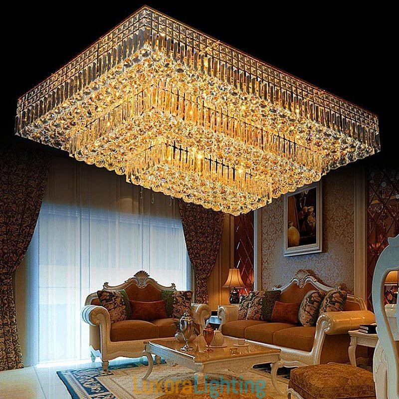 Designer Touch Decorative Modern Flush Mount Three Tiers Crystal Chandelier