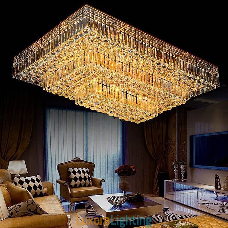 Designer Touch Decorative Modern Flush Mount Three Tiers Crystal Chandelier