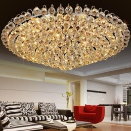 Designer Touch Decorative European Style Crystal Flush Mount Round Shape Ceiling Light