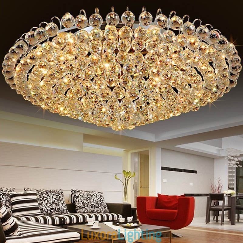 Designer Touch Decorative European Style Crystal Flush Mount Round Shape Ceiling Light