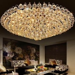 Designer Touch Decorative European Style Crystal Flush Mount Round Shape Ceiling Light