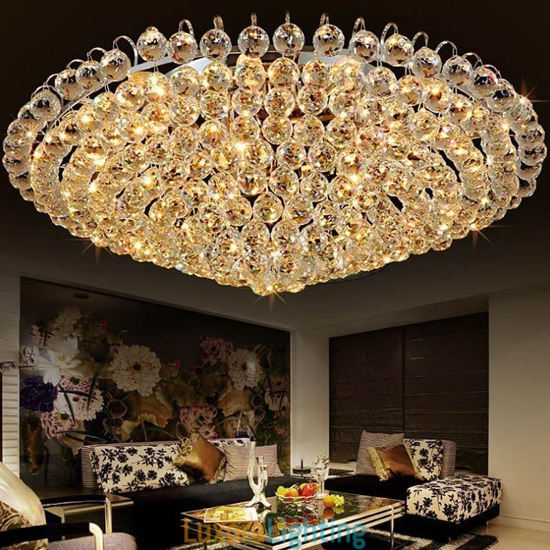 Designer Touch Decorative European Style Crystal Flush Mount Round Shape Ceiling Light