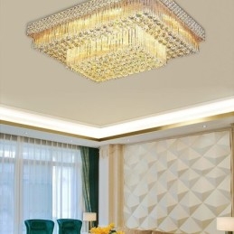 Designer Touch Decorative European Flush Mount Square Crystal Chandelier