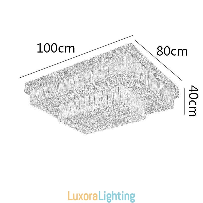 Designer Touch Decorative European Flush Mount Square Crystal Chandelier
