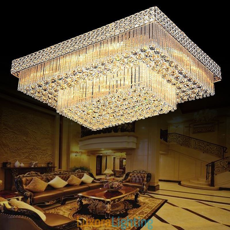 Designer Touch Decorative European Flush Mount Square Crystal Chandelier