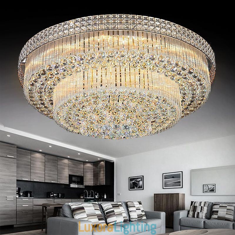 Designer Touch Decorative Modern Crystal Chandelier Round Flush Mounted
