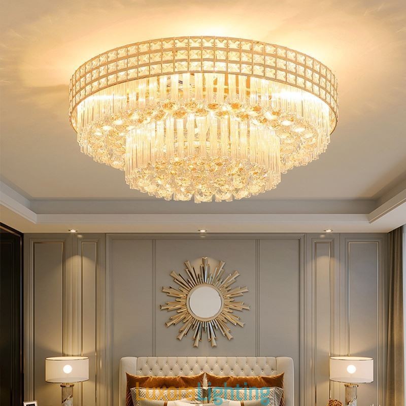 Designer Touch Decorative Modern Crystal Chandelier Round Flush Mounted