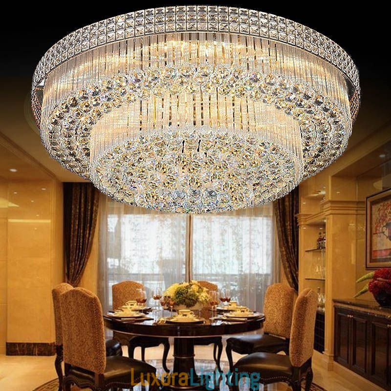 Designer Touch Decorative Modern Crystal Chandelier Round Flush Mounted
