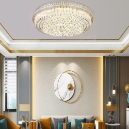 Designer Touch Decorative Modern Crystal Chandelier Round Flush Mounted